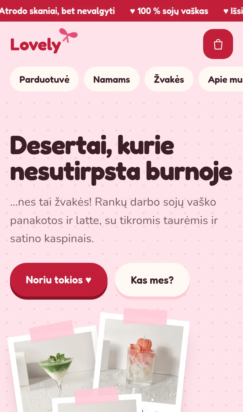 Kūrėjų parduotuvė Lovely telefone