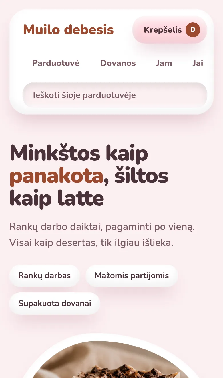 Kūrėjų parduotuvė Muilo debesis telefone